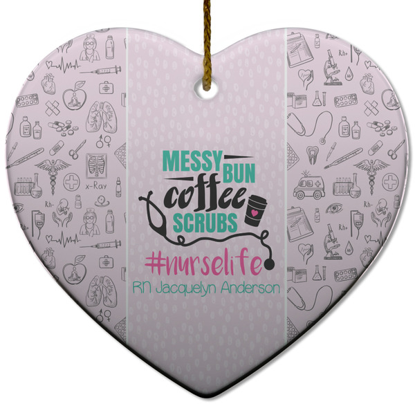 Custom Nursing Quotes Heart Ceramic Ornament w/ Name or Text