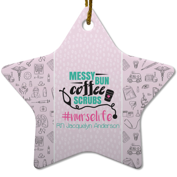 Custom Nursing Quotes Star Ceramic Ornament w/ Name or Text