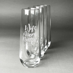 Nursing Quotes Champagne Flute - Stemless Engraved - Set of 4 (Personalized)