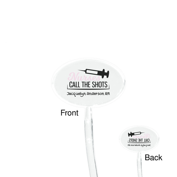 Nursing Quotes Clear Plastic 7" Stir Stick - Oval - Front & Back