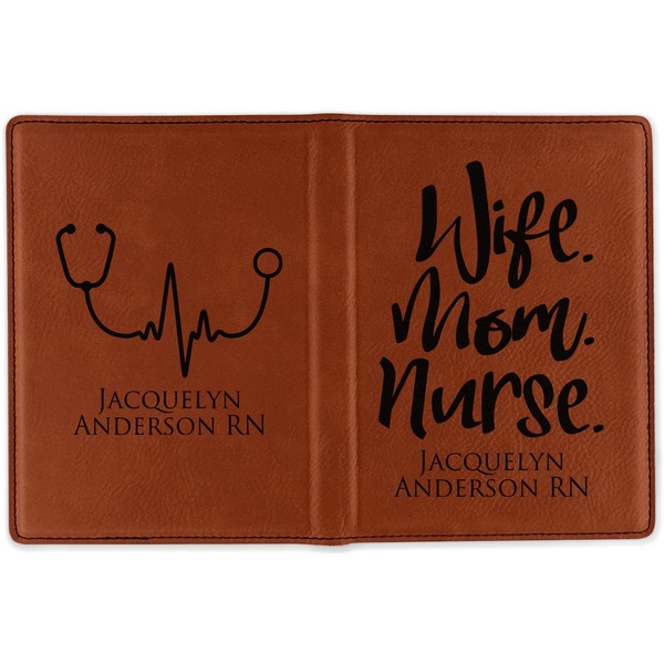 Nursing Quotes Cognac Leather Passport Holder Outside Double Sided - Apvl