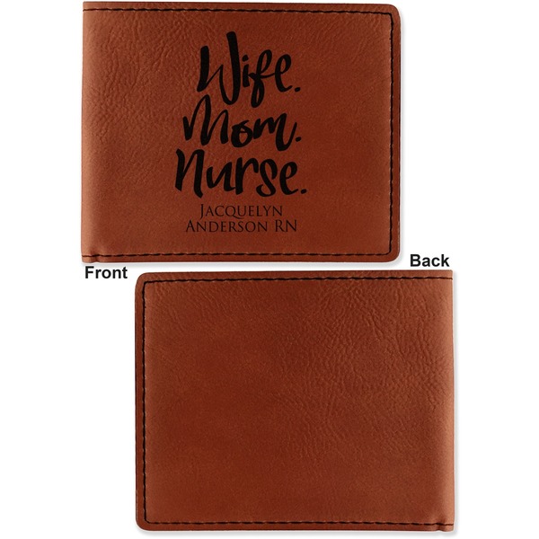 Nursing Quotes Cognac Leatherette Bifold Wallets - Front and Back Single Sided - Apvl