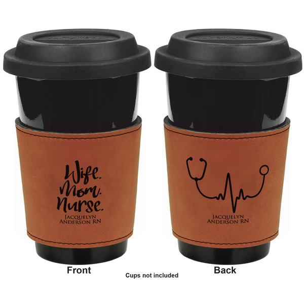 Nursing Quotes Cognac Leatherette Mug Sleeve - Double Sided Apvl