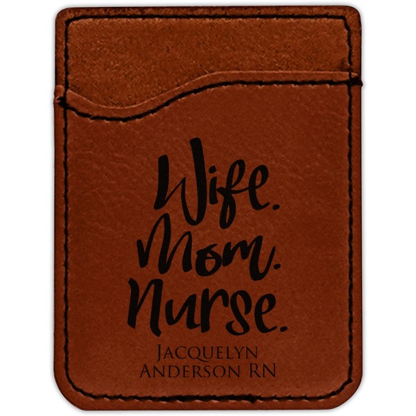 Nursing Quotes Cognac Leatherette Phone Wallet close up