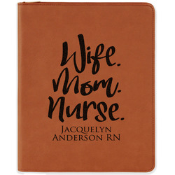 Nursing Quotes Leatherette Zipper Portfolio with Notepad - Single Sided (Personalized)