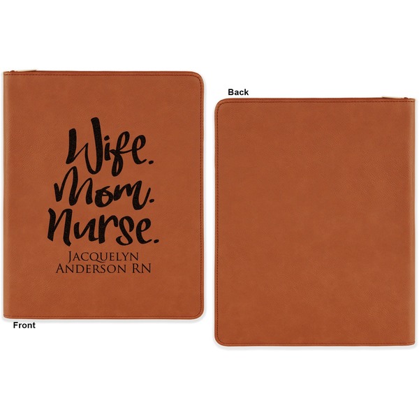 Nursing Quotes Cognac Leatherette Zipper Portfolios with Notepad - Single Sided - Apvl