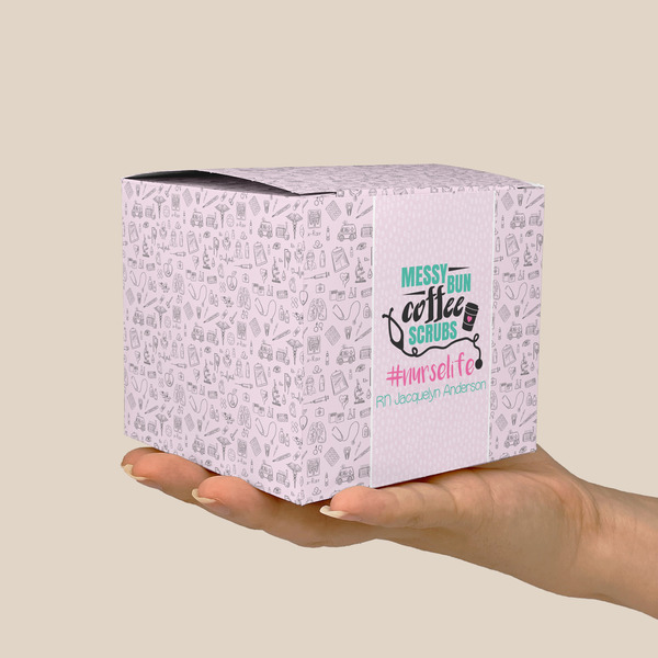 Nursing Quotes Cube Favor Gift Box - On Hand - Scale View