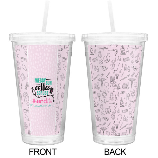Nursing Quotes Double Wall Tumbler with Straw - Approval