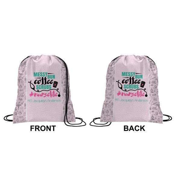 Nursing Quotes Drawstring Backpack Front & Back Medium