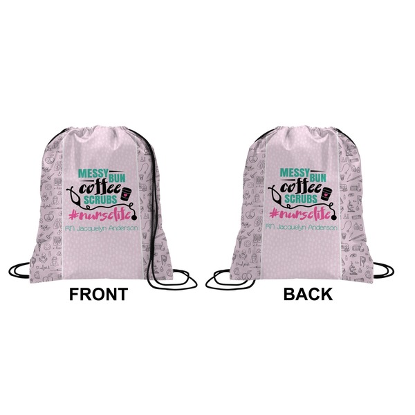 Nursing Quotes Drawstring Backpack Front & Back Small