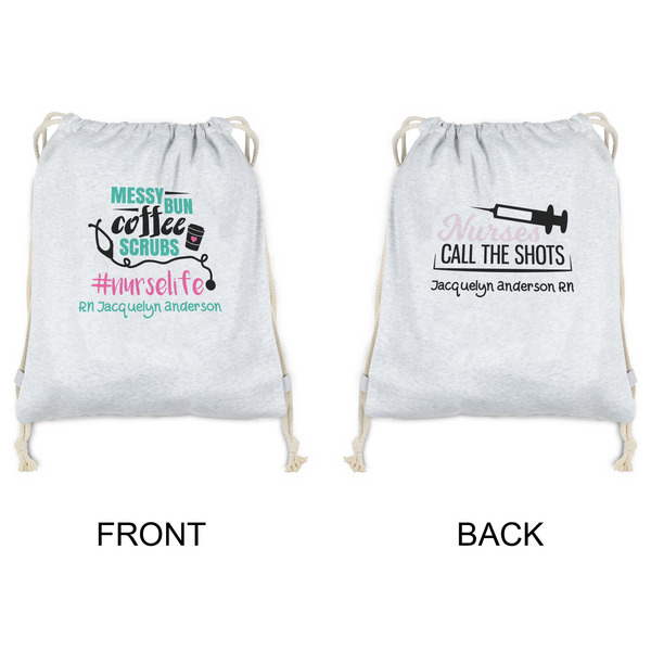 Nursing Quotes Drawstring Backpacks - Sweatshirt Fleece - Double Sided - APPROVAL
