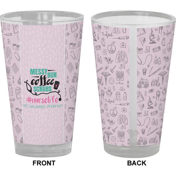 Nursing Quotes Pint Glass - Full Color - Front & Back Views
