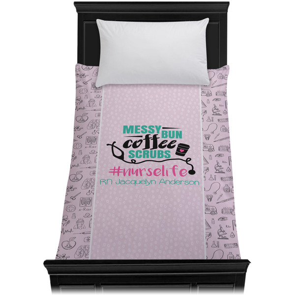 Nursing Quotes Duvet Cover - Twin XL - On Bed - No Prop