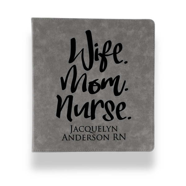 Nursing Quotes Leather Binder - 1" - Grey - Front View