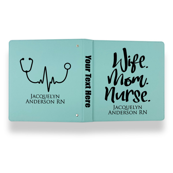 Nursing Quotes Leather Binder - 1" - Teal - Back Spine Front View