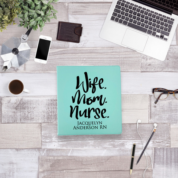 Nursing Quotes Leather Binder - 1" - Teal - Lifestyle View