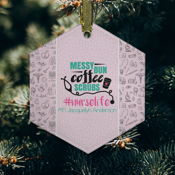 Nursing Quotes Frosted Glass Ornament - Hexagon (Lifestyle)