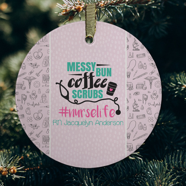 Nursing Quotes Frosted Glass Ornament - Round (Lifestyle)