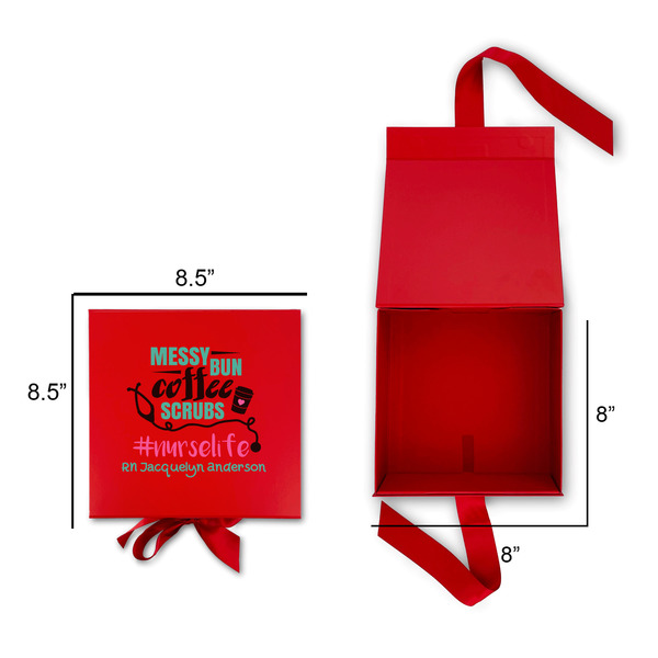 Nursing Quotes Gift Boxes with Magnetic Lid - Red - Open & Closed