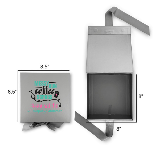 Nursing Quotes Gift Boxes with Magnetic Lid - Silver - Open & Closed