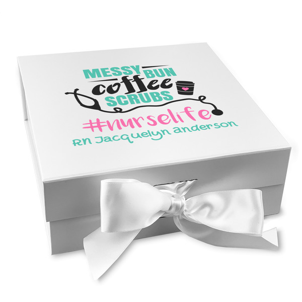 Custom Nursing Quotes Gift Box with Magnetic Lid - White (Personalized)