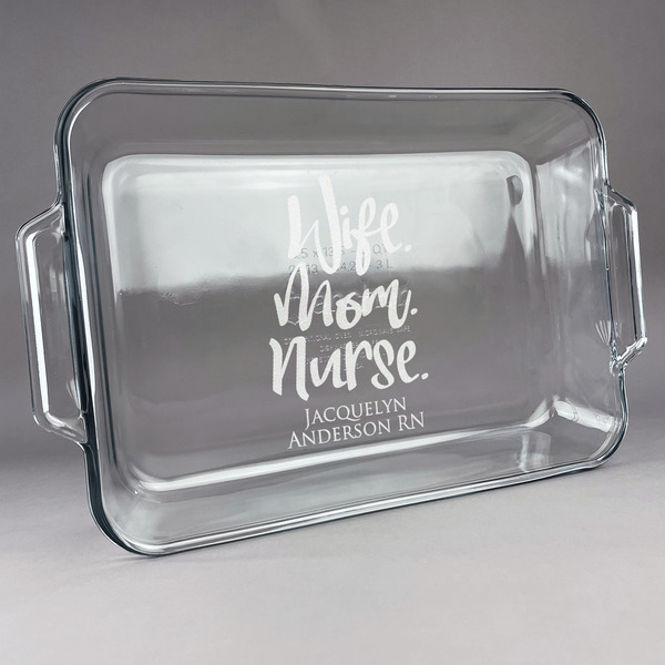 Custom Nursing Quotes Glass Baking Dish with Truefit Lid - 13in x 9in (Personalized)