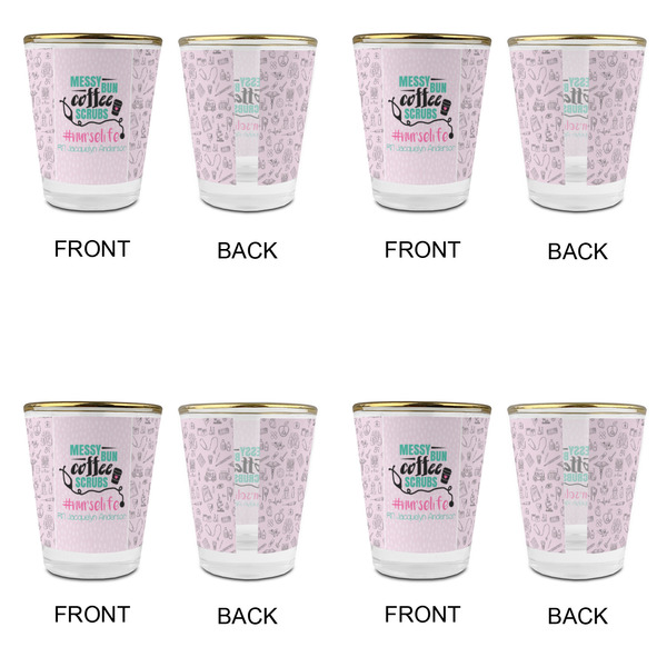 Nursing Quotes Glass Shot Glass - with gold rim - Set of 4 - APPROVAL