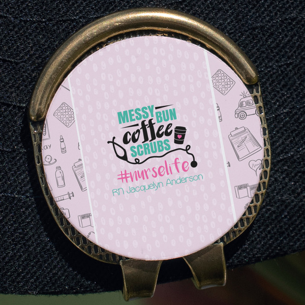 Nursing Quotes Golf Ball Marker Hat Clip - Gold - Close Up