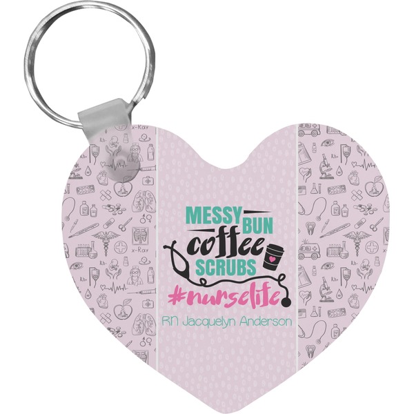 Custom Nursing Quotes Heart Plastic Keychain w/ Name or Text