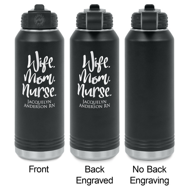 Nursing Quotes Laser Engraved Water Bottles - 2 Styles - Front & Back View