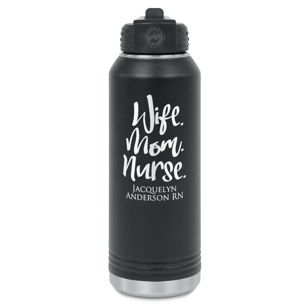 Custom Nursing Quotes Water Bottle - Laser Engraved - Front (Personalized)
