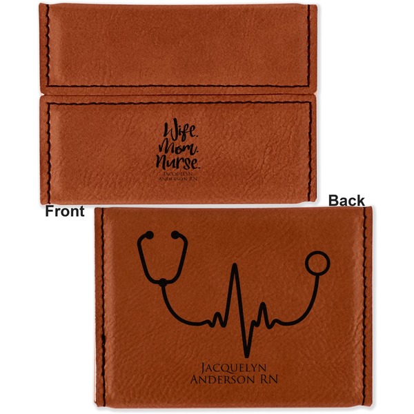 Nursing Quotes Leather Business Card Holder - Front Back
