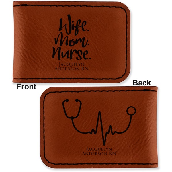 Nursing Quotes Leatherette Magnetic Money Clip - Front and Back