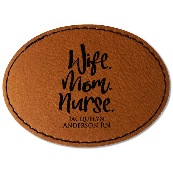Custom Nursing Quotes Faux Leather Iron On Patch - Oval (Personalized)