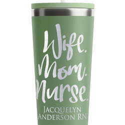 Nursing Quotes RTIC Everyday Tumbler with Straw - 28oz - Light Green - Single-Sided (Personalized)
