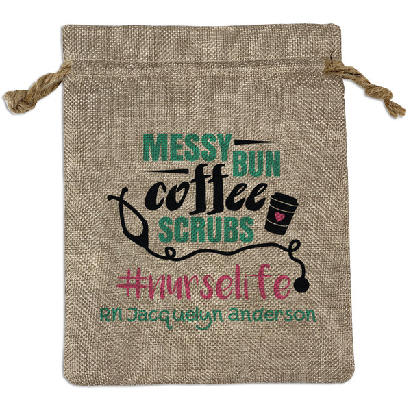 Custom Nursing Quotes Medium Burlap Gift Bag - Front (Personalized)