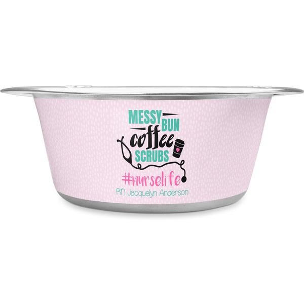 Custom Nursing Quotes Stainless Steel Dog Bowl - Medium (Personalized)