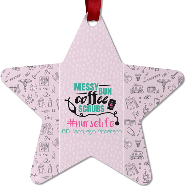 Custom Nursing Quotes Metal Star Ornament - Double Sided w/ Name or Text