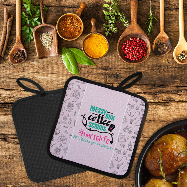 Nursing Quotes Neoprene Pot Holder - Set of 2  LIFESTYLE (Flatlay)