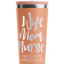 Nursing Quotes RTIC Everyday Tumbler with Straw - 28oz - Peach - Single-Sided (Personalized)
