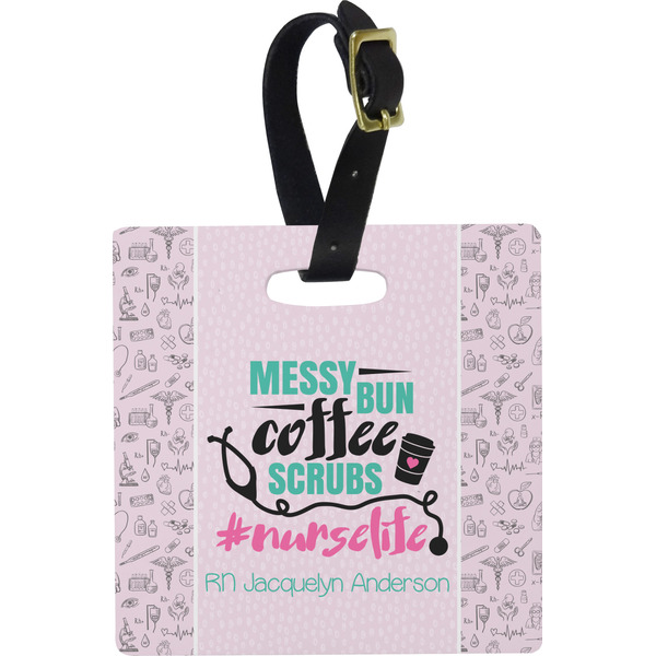 Custom Nursing Quotes Plastic Luggage Tag - Square w/ Name or Text