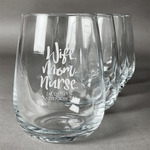 Nursing Quotes Stemless Wine Glasses (Set of 4) (Personalized)