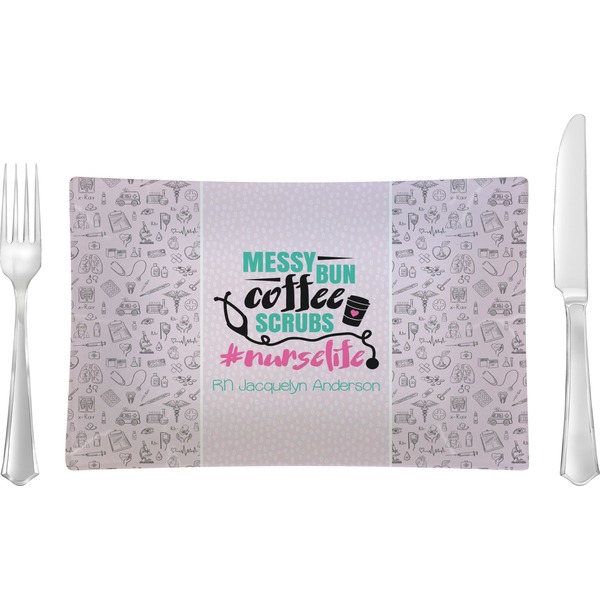 Custom Nursing Quotes Glass Rectangular Lunch / Dinner Plate (Personalized)