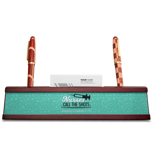 Nursing Quotes Red Mahogany Nameplates with Business Card Holder - Straight