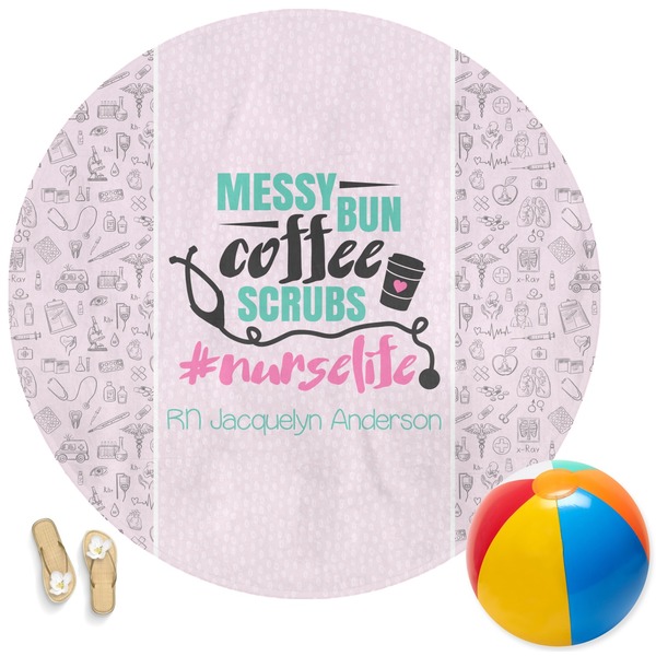 Custom Nursing Quotes Round Beach Towel (Personalized)