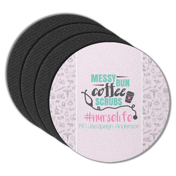Custom Nursing Quotes Round Rubber Backed Coasters - Set of 4 (Personalized)