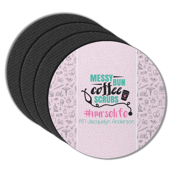 Custom Nursing Quotes Round Rubber Backed Coasters - Set of 4 (Personalized)