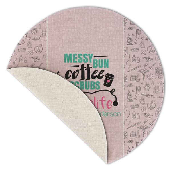 Nursing Quotes Round Linen Placemats - Front (folded corner single sided)