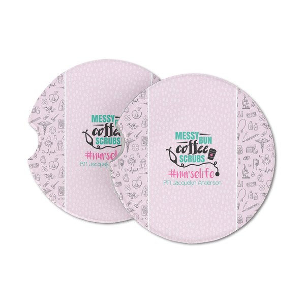 Custom Nursing Quotes Sandstone Car Coasters - Set of 2 (Personalized)