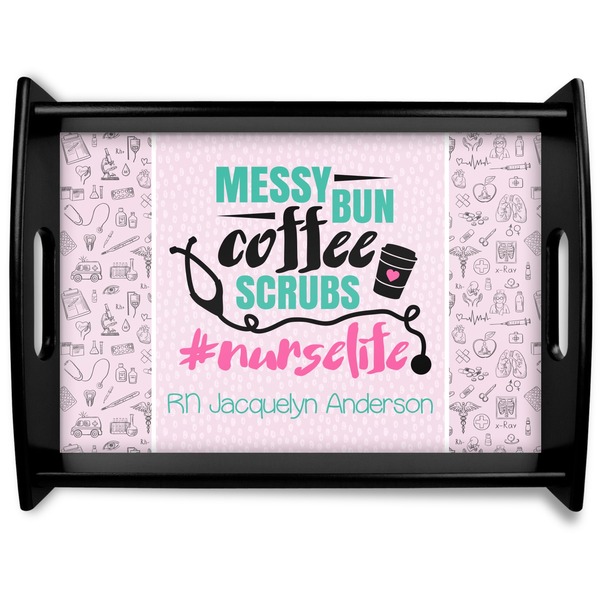 Custom Nursing Quotes Black Wooden Tray - Large (Personalized)